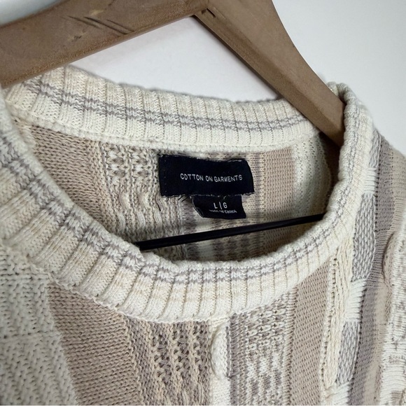 Cotton On Garments Coogi Style Men’s Size Large Tan Sweater Casual 3D Knit - Picture 3 of 6